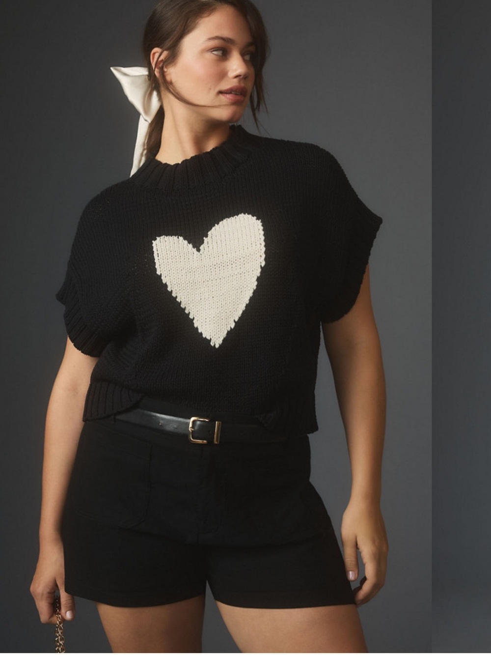Anthropologie Maeve Pippa mock-neck sweater heart motif